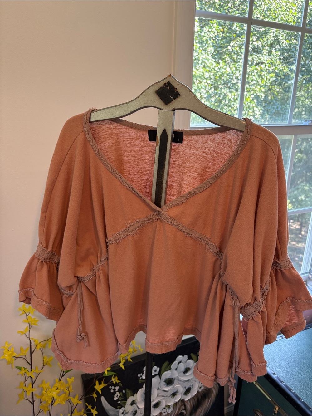 Ruffle-Sleeve Peasant Blouse